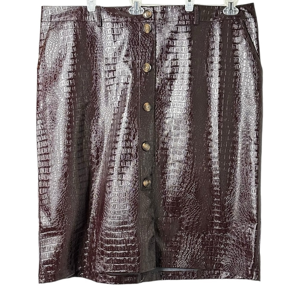 Rachel Comey Target 20W/22W Faux Leather Textured Pencil Skirt Chicory Coffee - Picture 2 of 11